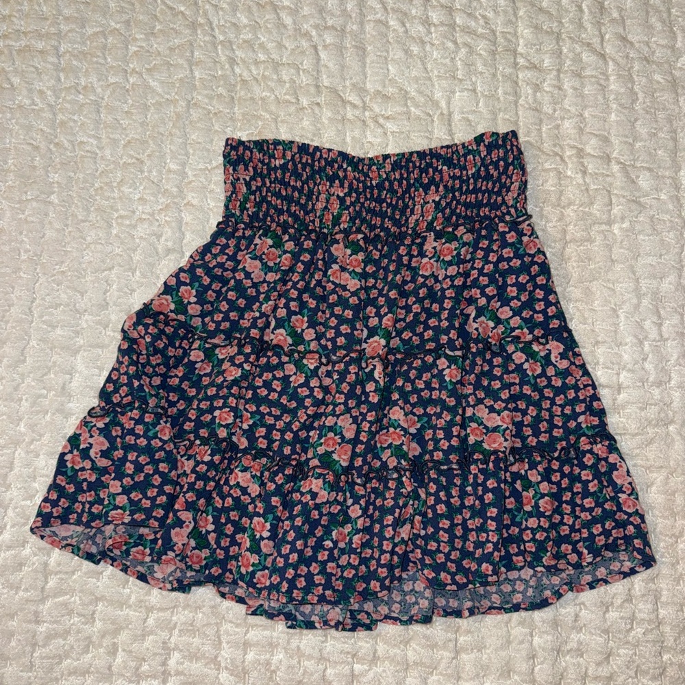 American Eagle Blue & Pink Flower Skirt